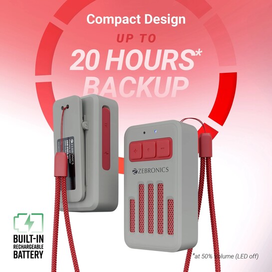 ZEBRONICS CLIPPER, 4 W, Wearable BT Speaker with Mic, 20h Playbac...more