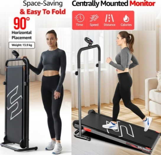 Sparnod Fitness STH-450 Manual Treadmill for Home, LCD Display, Foldable, 120 kg Capacity Treadmill
