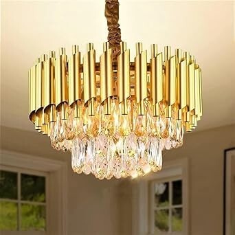 Crown Lighting Crystal Jhumar with Free Bulb Included (Medium) (Full Gold, 300MM)