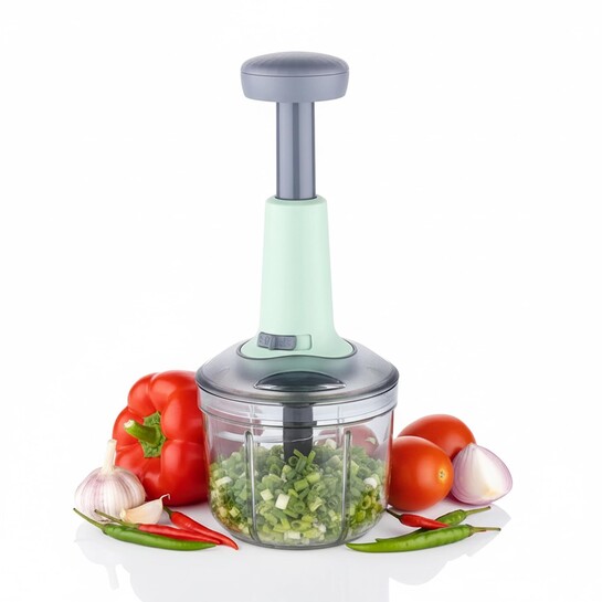XML Food Chopper 900ml Steel Blade Large Manual Hand-Press Vegetable Chopper Mixer Cutter Push Chopper to Cut Onion, Salad, Tomato, Potato (Pack of 1)