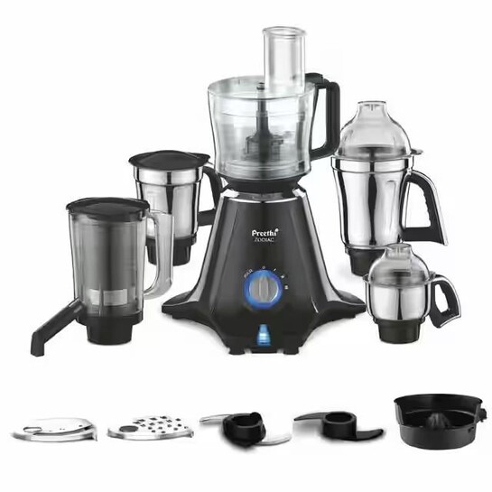 Preethi Zodiac Mg - 218 Mixer Grinder For Kitchen | 750 Watt Mixie | 5 Jars - Black