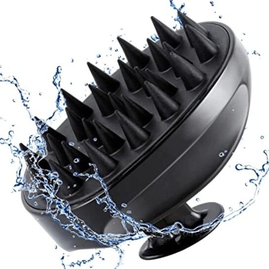 E-COSMOS® Hair Scalp Massager Shampoo Brush with Soft Silicone Bristles Kitchen for Anti Dandruff Removal Head Massager Prevents Hair loss for Men, Women (BLACK)