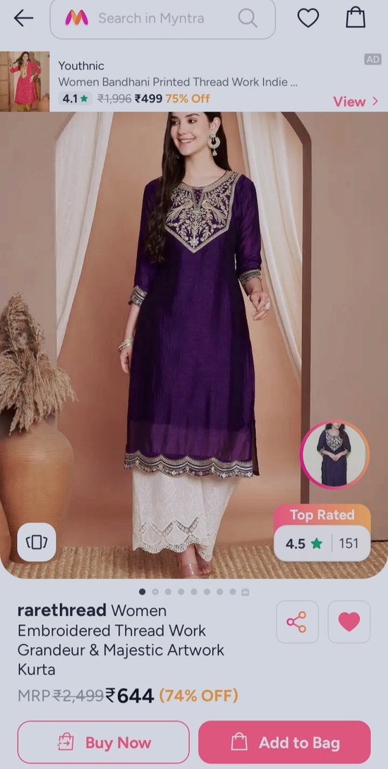 Majestic artwork kurta for just ₹644