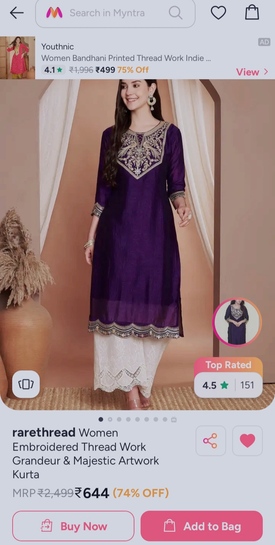 Majestic artwork kurta for just ₹644