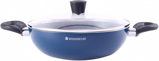 Wonderchef Galaxy Kadhai with Lid 24 cm, 2 litres, Midnight Blue, 2 Years Warranty