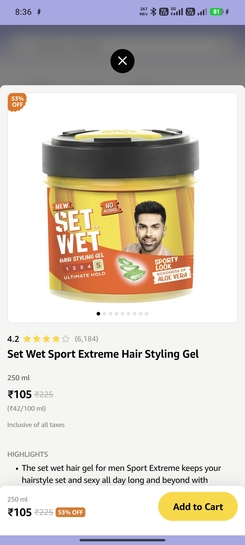 Set Wet Sport Extreme Hair Styling Gel