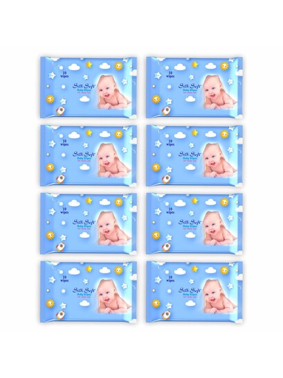 Buy Silk Soft Set Of 8 Baby Wipes For Soft Skin 10 Wipes Each (10Wipes x 8 Packs = 80 wipes)