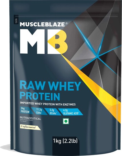 MUSCLEBLAZE Raw Whey Concentrate, Light & Clean Protein, Easy to Digest Whey Protein (1 kg, Unflavoured)