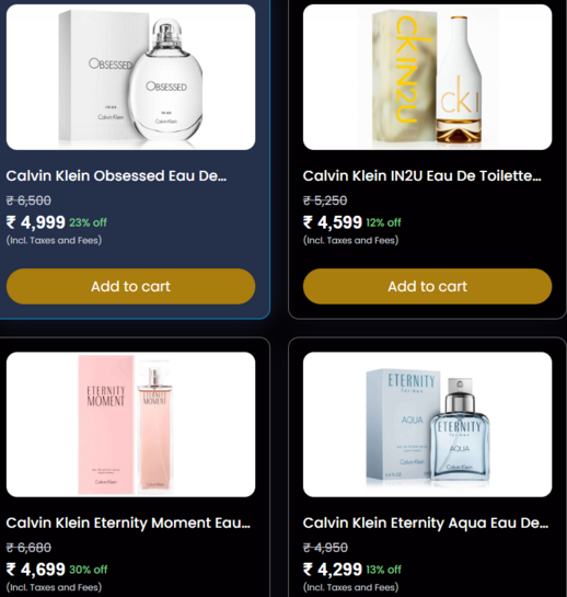 Calvin Klein Perfumes Up To 35% OFF