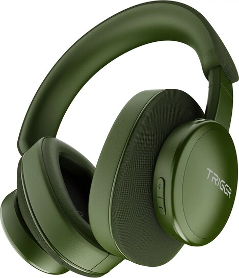 TRIGGR Trinity 3 with Fabric Finish, Dual Pairing, 50H Battery, Foldable Design, v5.3 Bluetooth Headset (Forest Green, On the Ear)