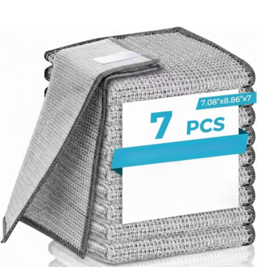 Bazaar : 7-Pcs Wire Dishwashing Rags | Non-Scratch Steel Scrubber (Wet & Dry)