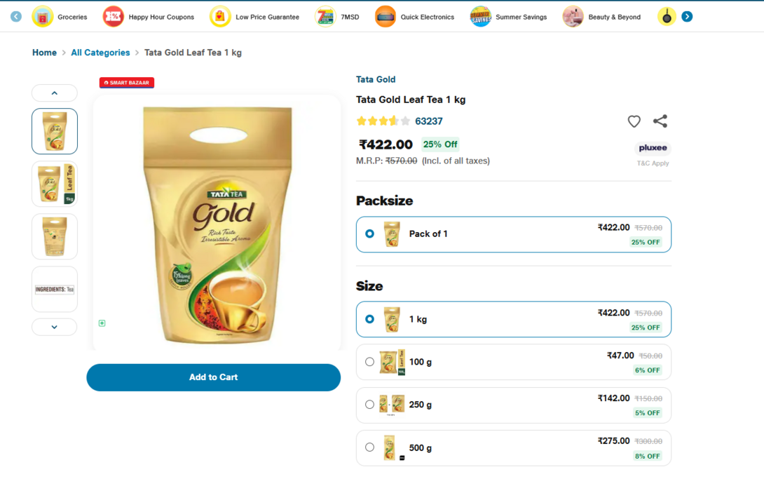 JioMart: Tata Tea Gold 1 kg at 347/- only!