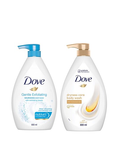 Dove Set Of 2 Dryness Care & Gentle Exfoliating Body Wash 800ml Each