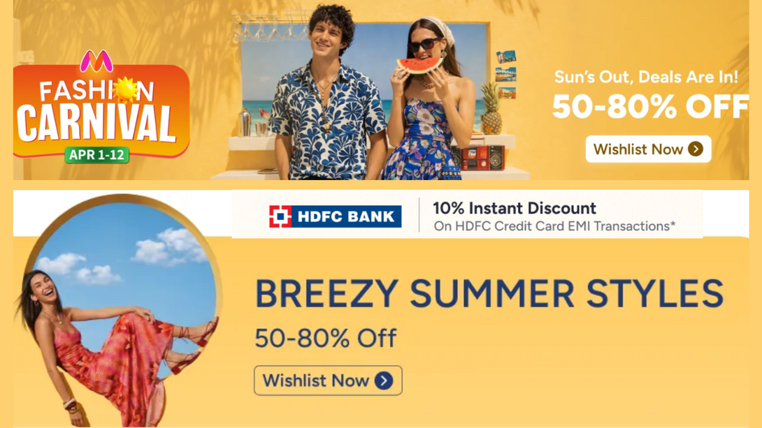 Myntra Fashion Carnival Summer Sale! 15% off Coupon + Deals