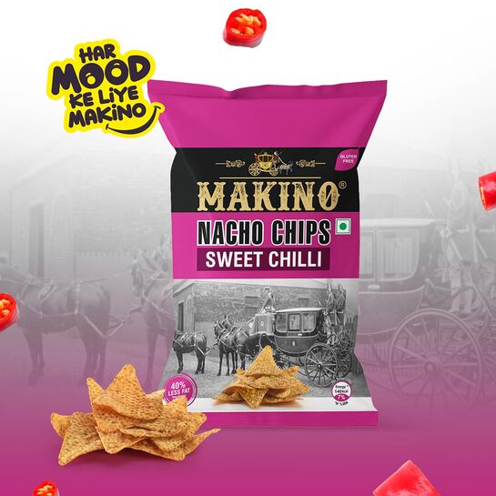Makino Corn Chips Nachos Sweet Chilly Flavor (Pack of 3 x 150g)[Location Specific]