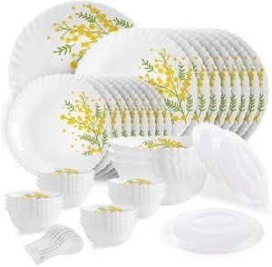 Cello Pack of 47 Opalware Dazzle Series Girasol Crockery Set 