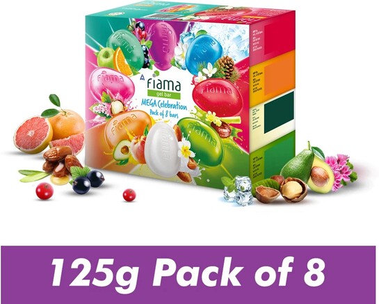 FIAMA Mega Celebration Pack With 8 Unique Soap Gel Bathing Bars(8 x 46.88 g)