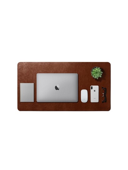  DailyObjects Unisex Tan Brown Solid Handcrafted Turf Vegan Leather Desk Mat 