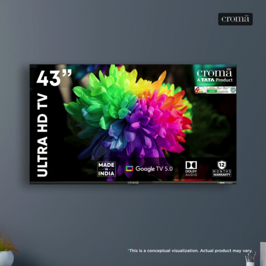 Croma 109 cm (43 inch) LED 4K Ultra HD Smart Google TV 5.0 with Dolby Audio