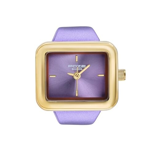 Sonata Poze 7 Analog Purple Dial Golds heet Metal Ring Strap Watch for Women - SP80143KM03W