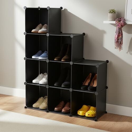 amazon basics Cube Storage Organizer | 9-Cube | 95.5 × 32 × 126 cm | Black 