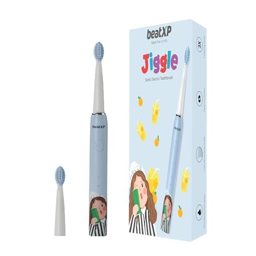 beatXP Jiggle Sonic Electric Toothbrush for Kids with 2 Brush Heads & 3 Cleaning Modes