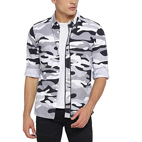 Campus Sutra Men White Grey Contrast Sleeve Shirt for Casual Wear [Select size s]