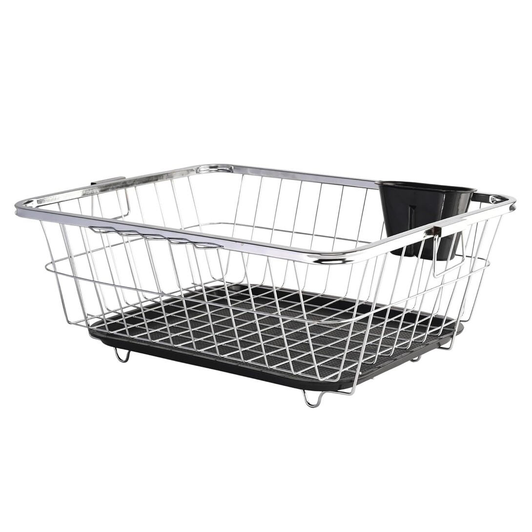 Kuber Industries Stainless Steel Dish Rack for Kitchen | 17x22 Inch, 56x44x23 cm