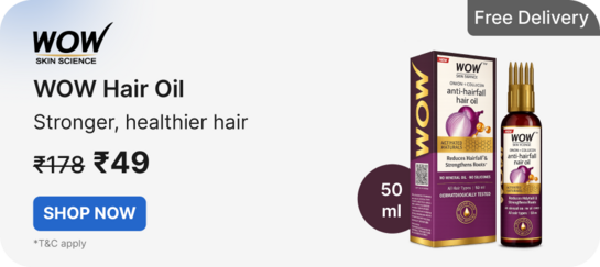 WOW Onion Black Seed Hair Oil with comb applicator - at just ₹49