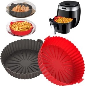 SCIVER Air-Red-Grey Silicone Baking Tray Accessories with Ear Handles(Pack of 2) Air Fryer (1 L)