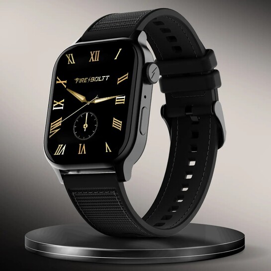 Fire-Boltt Rise Force 1.85 BT Calling, Nylon Fluoroelastomer Hybrid Strap Rotating Crown Smartwatch (Midnight Black Strap, Free Size)