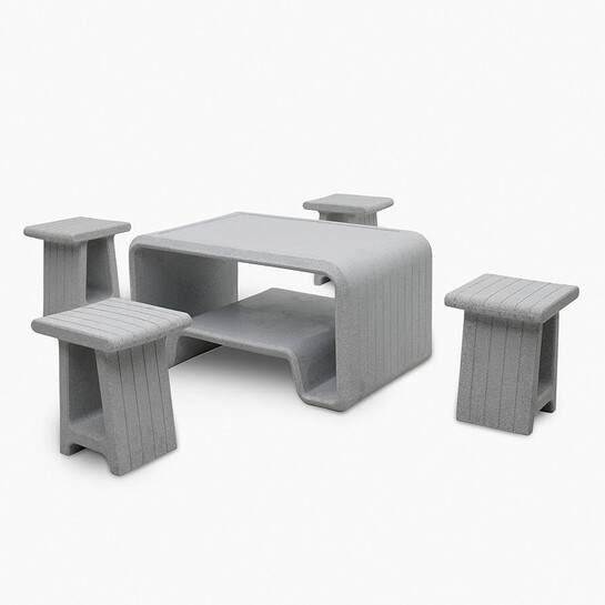 Home Centre Helios Norris Polypropylene Table with Stools - Grey 