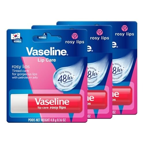 Vaseline Lip Care Rosy Lips Tinted Lip Balm Stick 4.8g (Pack of 3)