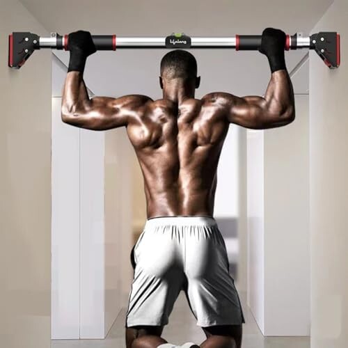 Lifelong Pull Up Bar for Home -Adjustable Rod 75cm to 92cm width, wall mounted without screws -Door Pull up bar to Increase Height -Exercise equipment for Home Gym weight capacity 200Kgs