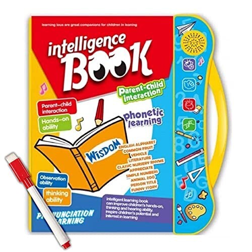 NHR Kids Intelligence English Letters & Words Learning Sound Book - Fun Educational Toys, Activities with Numbers, Shapes, Animals Phonetic Learning for Toddlers (E-Book, Multi)