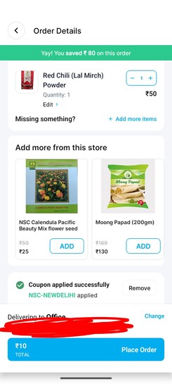 Loot for Delhi users :- Mirchi powder 100 gm @10 rs ( No shipping charges for Delhi )