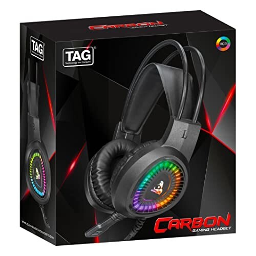 TAG Gamerz Carbon Wired Over Ear Gaming Headphones 