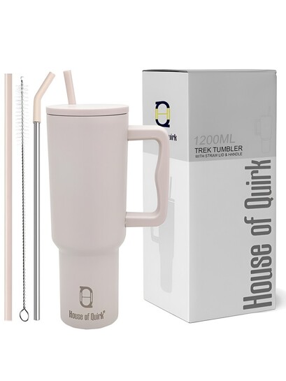 HOUSE OF QUIRK Cream Stainless Steel Double Wall Vacuum Sipper Water Bottle 1.2 L