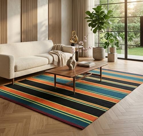 BSB HOME Modern Striped Area Rug 8.6 x 5.8 ft (262 x 177 cm) (Multicolor)