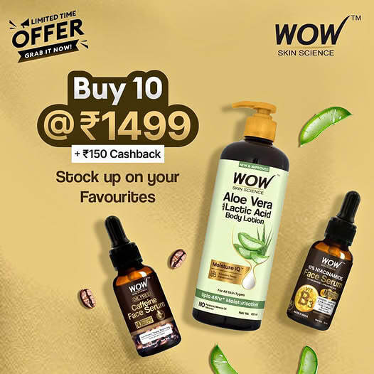Buy WOW: Build Your own Bundle - Buy 5 @₹999, Buy 8 @₹1299, Buy 10 @ ₹1499 + ₹150 Cashback 