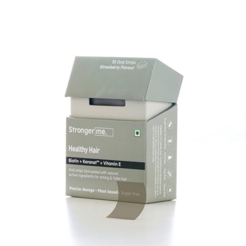 Hair Supplement With Plant Based Biotin, Vitamin E, Keranat, Folic Acid, Vitamin D3 And Vitamin B Strawberry Flavoured |30 Oral Strips