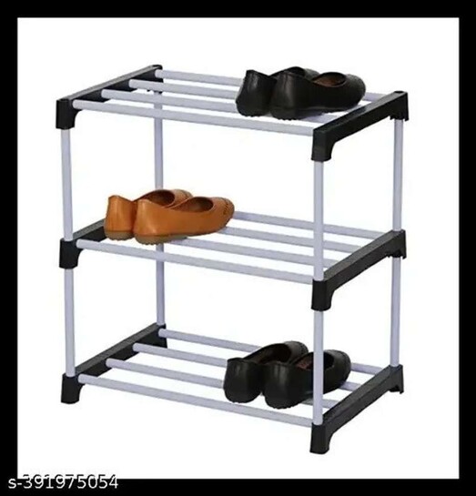 Shoe Rack 3 Row Black For Shoe,Books Plastic
