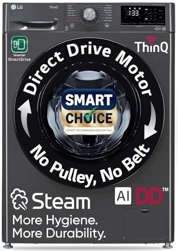 LG Smart Choice, 9 Kg, 5 Star, AI Direct Drive Technology, Steam, 6 Motion DD & Wi-Fi Fully-Automatic Front Load Washing Machine