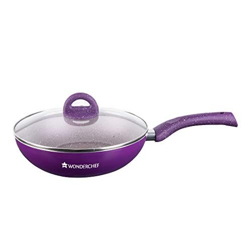 Wonderchef Granite Non-Stick Wok with Glass Lid 24cm 