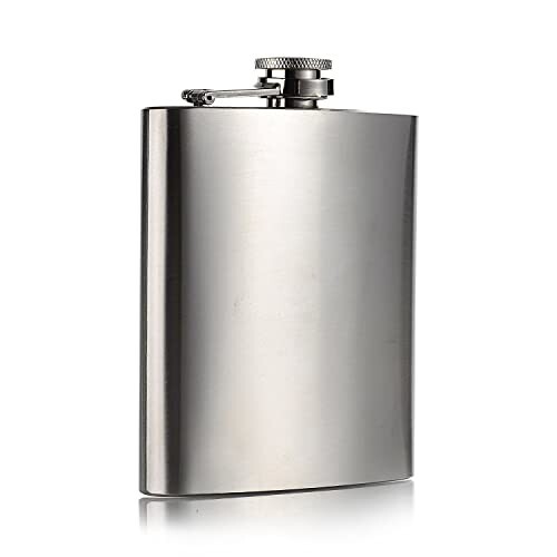 AUGEN Hip Flask Stainless Steel Leak Proof Silver 7oz (210ml)