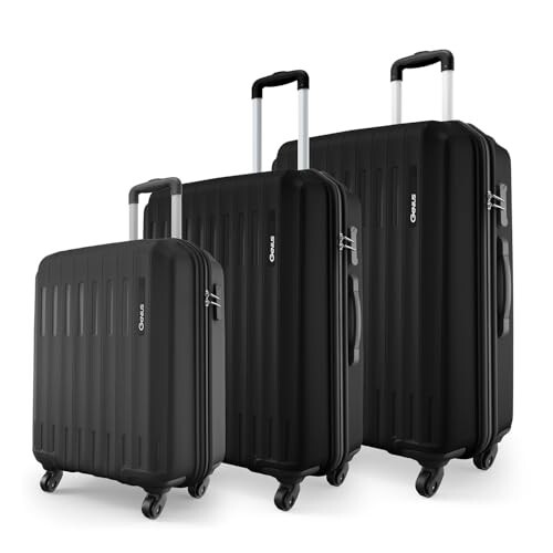 Safari Genius Alley Set of 3 (Cabin + Medium + Large) Trolley Bags, Hard Case Polypropylene, Black
