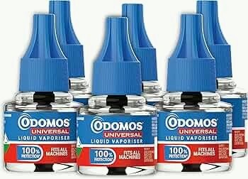 Odomos Universal Liquid Vaporiser 45ml X Pack Of 6 | Mosquito Repellent Single Refill | 100% Protection| Fits All Machines | Protects Dengue, Malaria & Chikungunya Mosquitoes | 