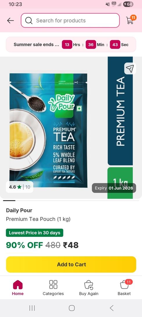 Loot back: daily pour team at 48/kg