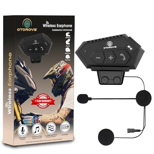 OTOROYS 1 Year Warranty Motorcycle Helmet Wireless Dual Earphone 