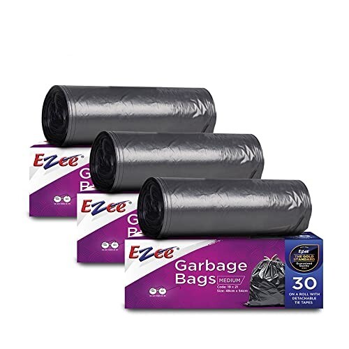 Ezee Live Life Ezee Way Black Garbage Bags for Dustbin|90 Pcs